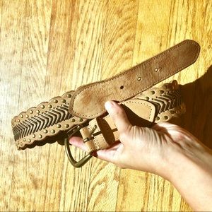 Anthropologie leather woven studded belt